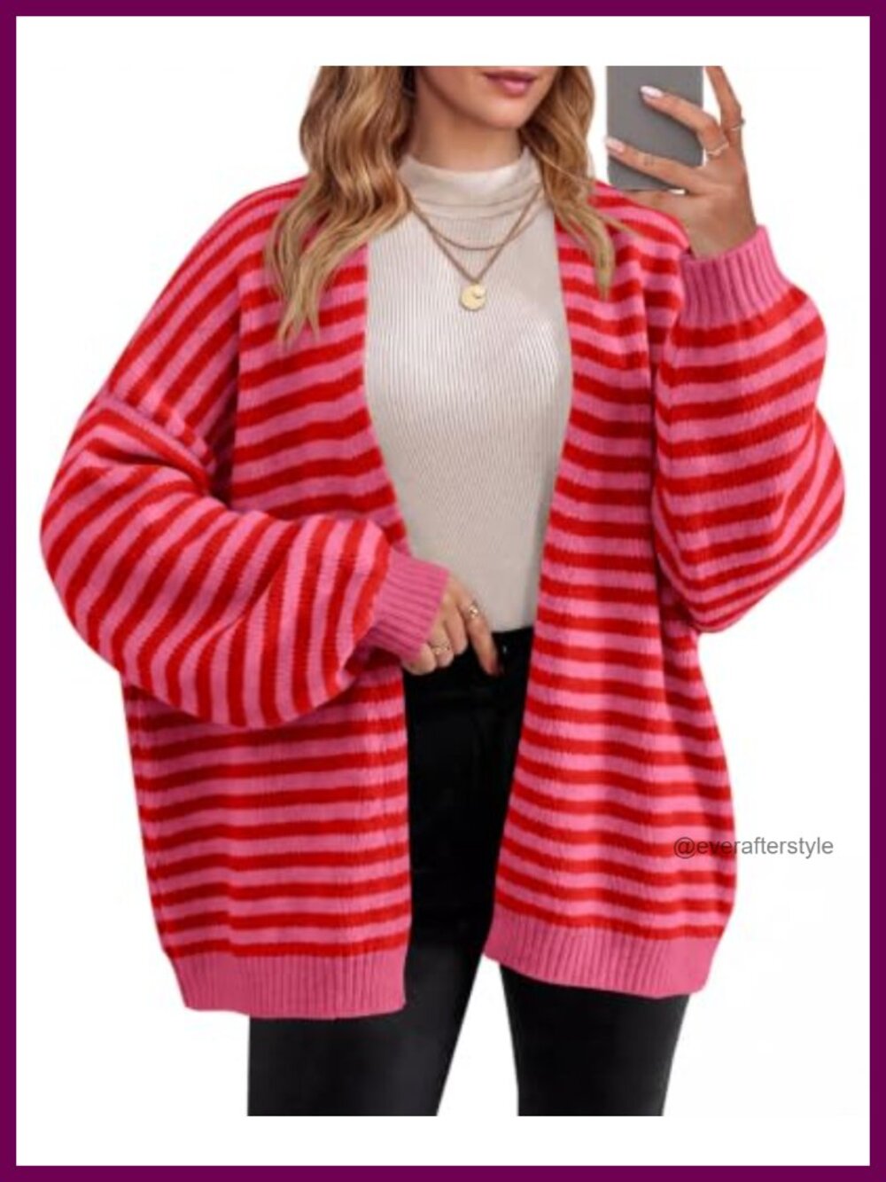 Oversized Open Front Cardigan Chunky Knit Lantern Sleeve Women Sweater